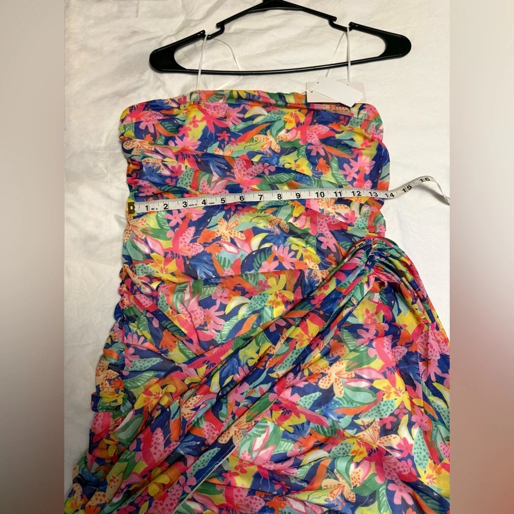 Amanda Uprichard Anja Strapless Ruched Mini Dress Paradiso Large NWT - Picture 7 of 14